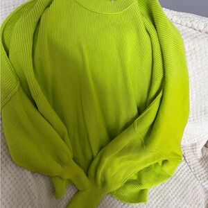 Free People Lime Green Cowl Neck Sweater